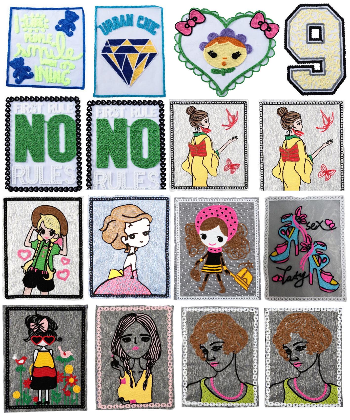 Chain embroidered patches 