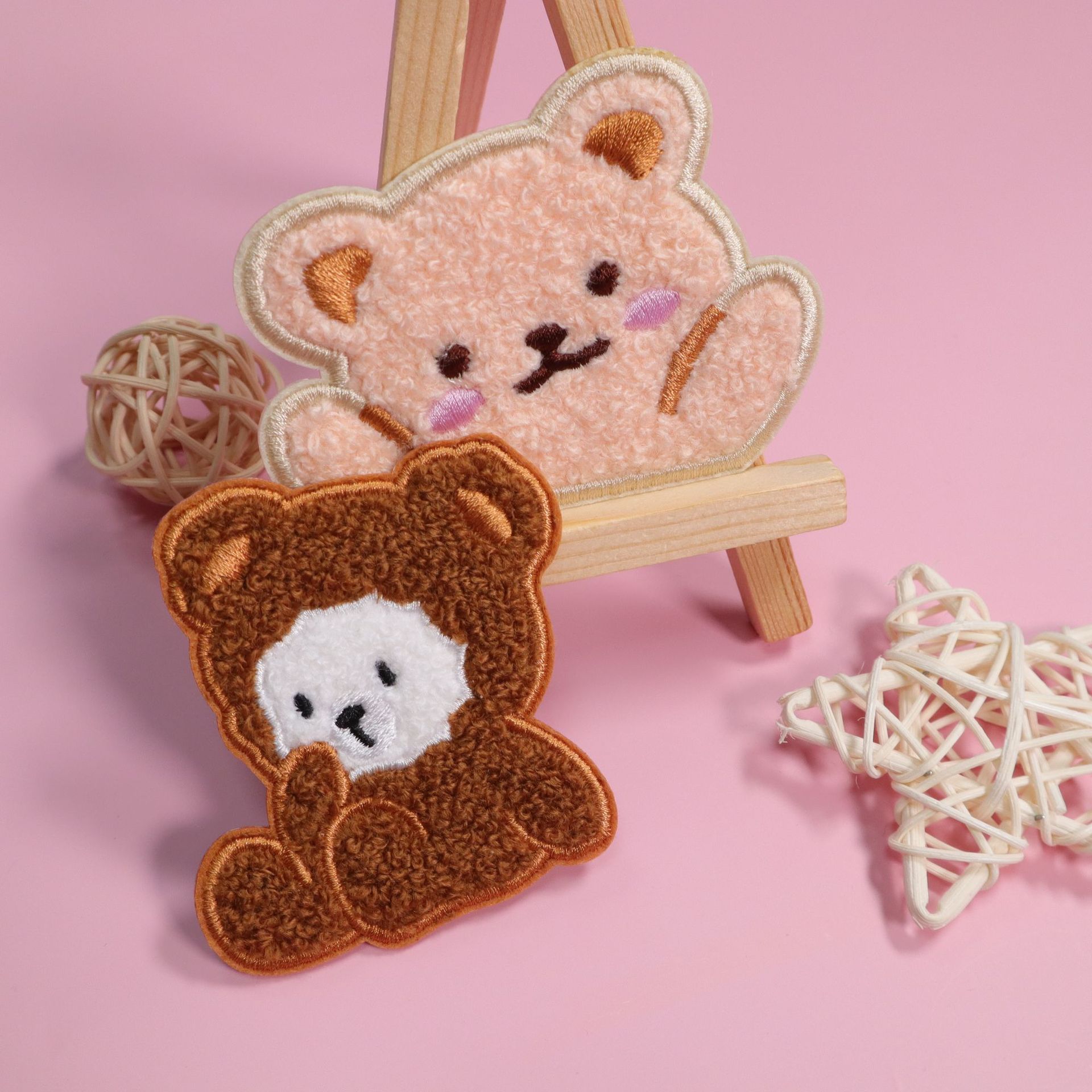 Bear faces chenille patches 